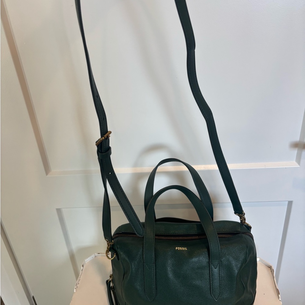 Fossil Forest Green Leather Satchel - Picture 7 of 14